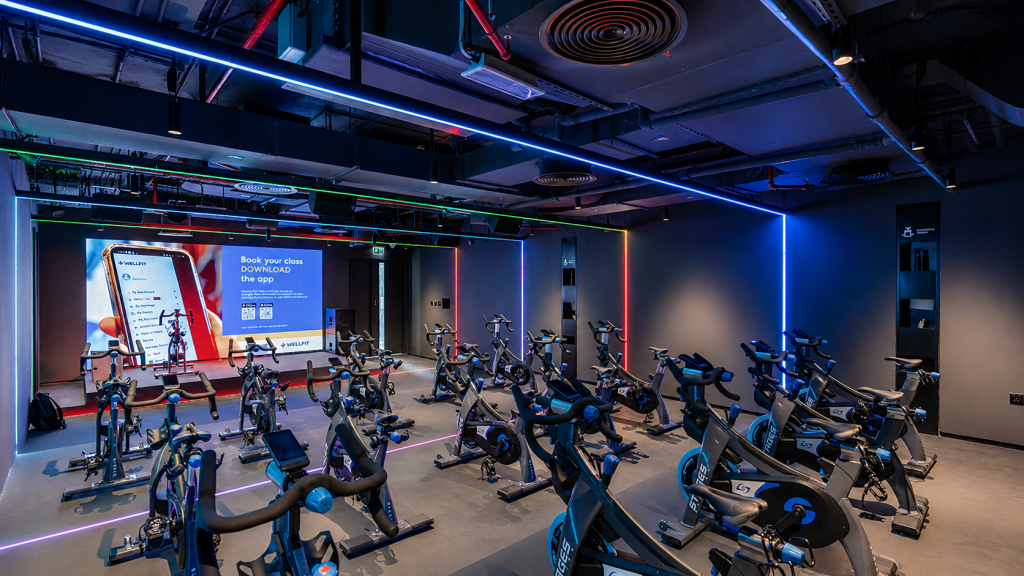 Wellfit Gym Dubai Marina fitness centre featuring premium gym fit-out, MEP installation and turnkey interior works completed by ARCO in 2025