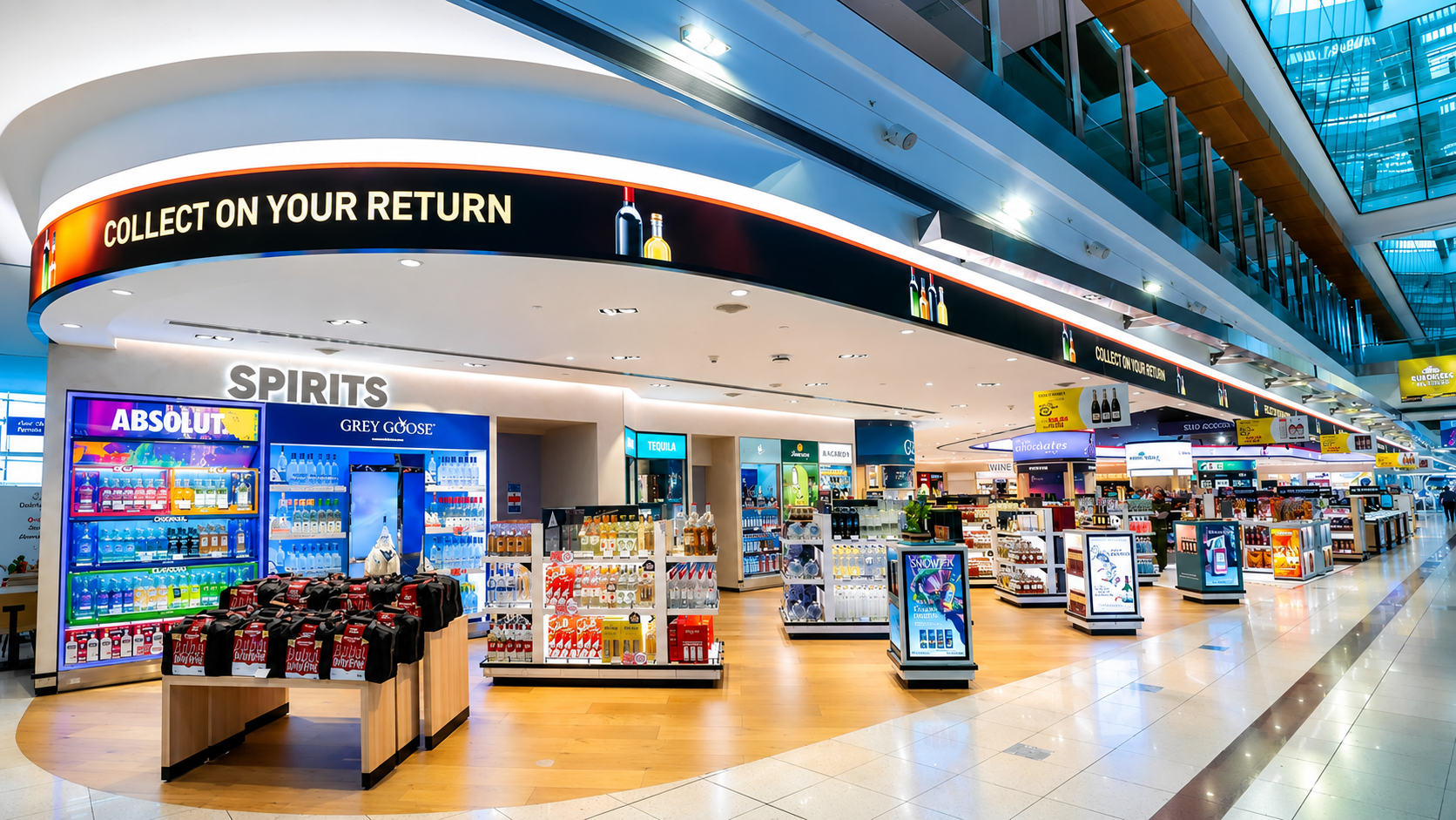 Dubai Duty Free terminal retail fit-out, MEP, AV, lighting, signage and LED screen works by ARCO Group