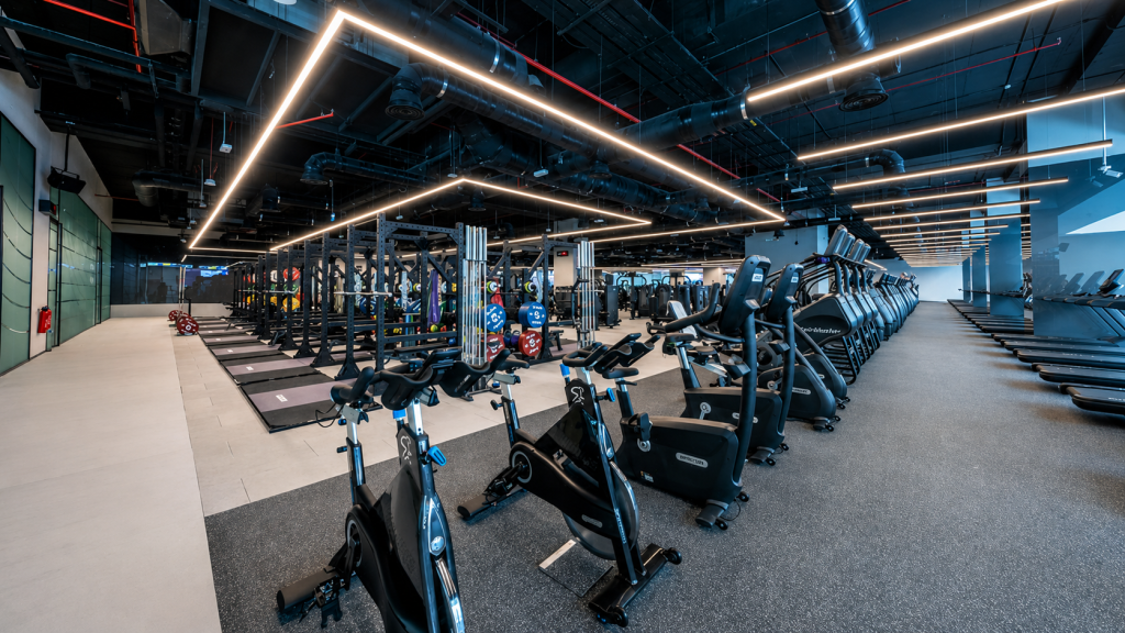Wellfit Gym at Circle Mall JVC featuring premium gym fit-out, MEP installation and turnkey fitness centre construction completed by ARCO
