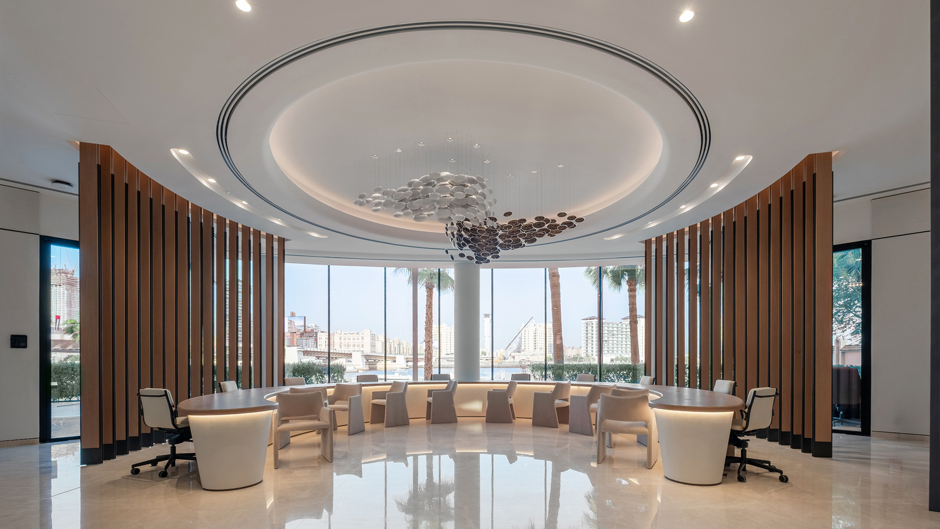 Nakheel Sales Office refurbishment in Dubai completed by ARCO Group including civil works, office fit-out and MEP works across seven buildings.